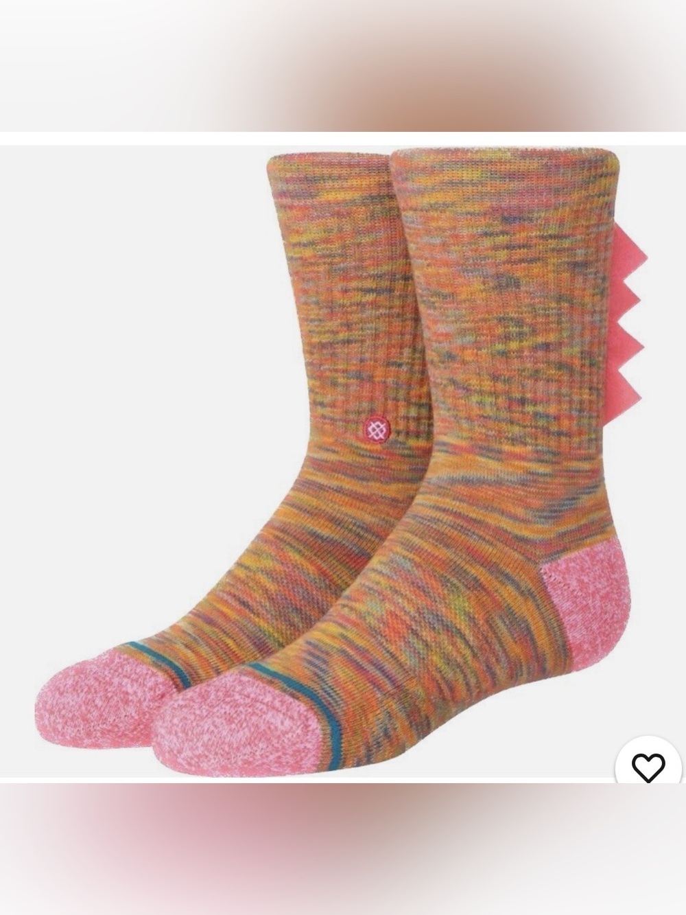 Kids Stance Dinosaur Multi-Color Crew Socks with Pink Accents